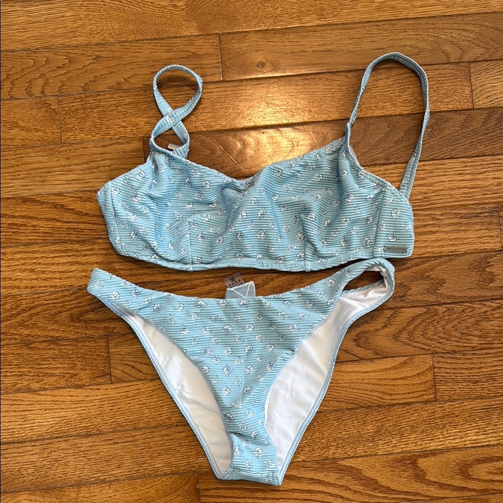 Billabong Light Blue Bikini Set with White Accents